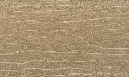 MoistureShield Vision Mochaccino composite deck board swatch with light tan wood grain